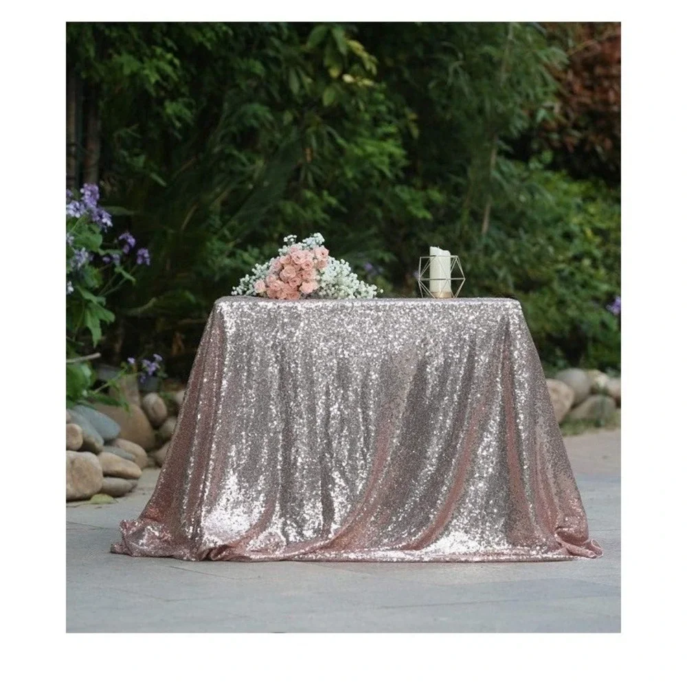 Lann's Linens Table Overlay 50x50 Rose Gold NWOT Sequin Square Sparkly Party
